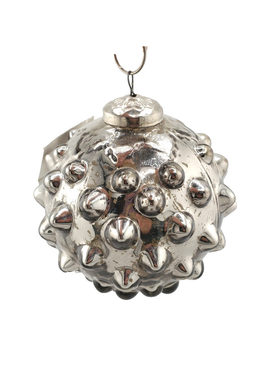 Z Galleries Other - Retro Z Gallerie Christmas Ornament Hobnail Silver Antique Smoke 4" New Holiday
